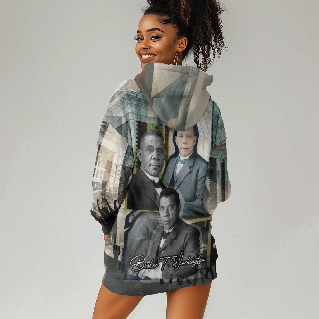Booker T. Washington Hoodie Dress Historic Portrait Collage Civil Rights Legacy Educational Pioneer Design - Wonder Print Shop