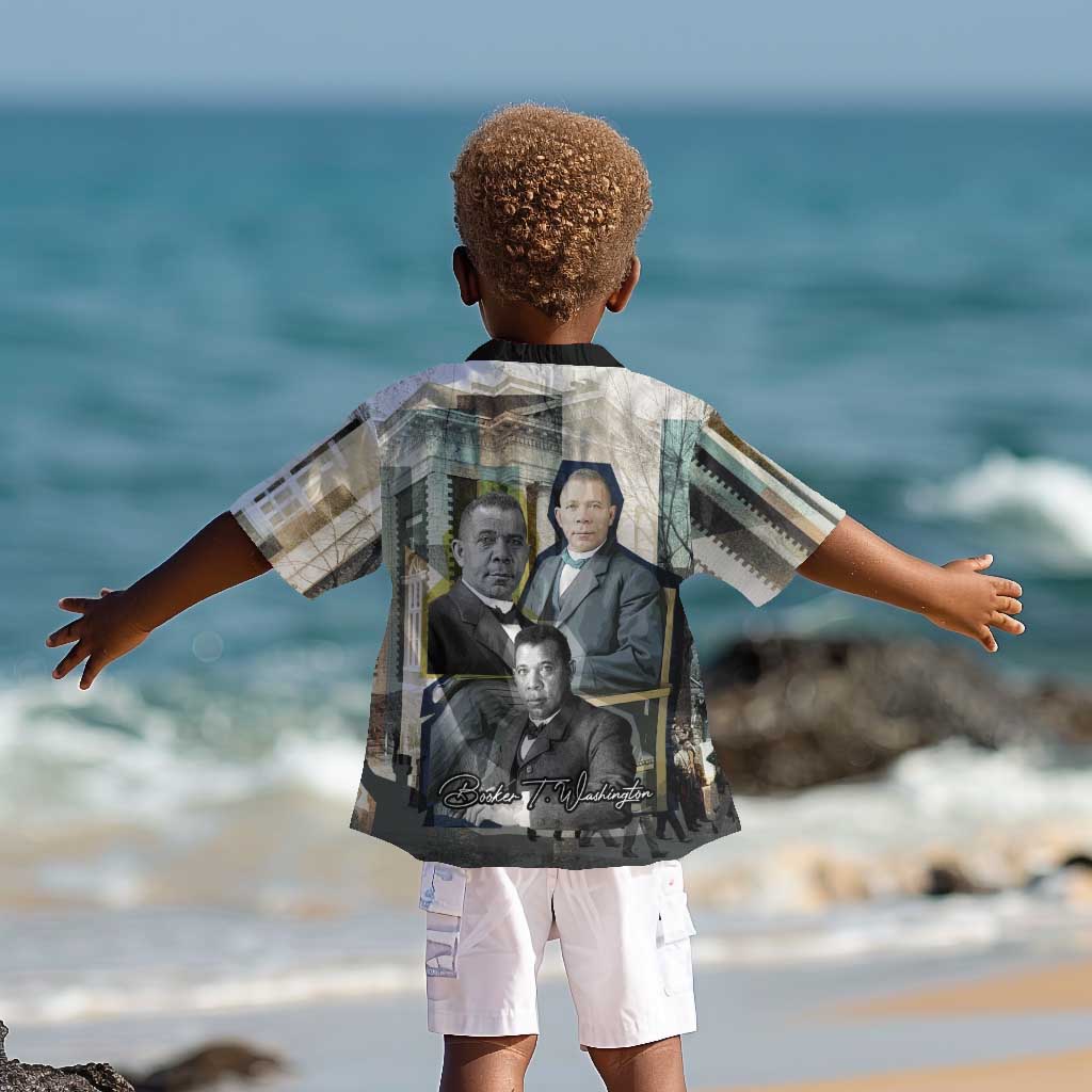 Booker T. Washington Kid Hawaiian Shirt Historic Portrait Collage Civil Rights Legacy Educational Pioneer Design TS04