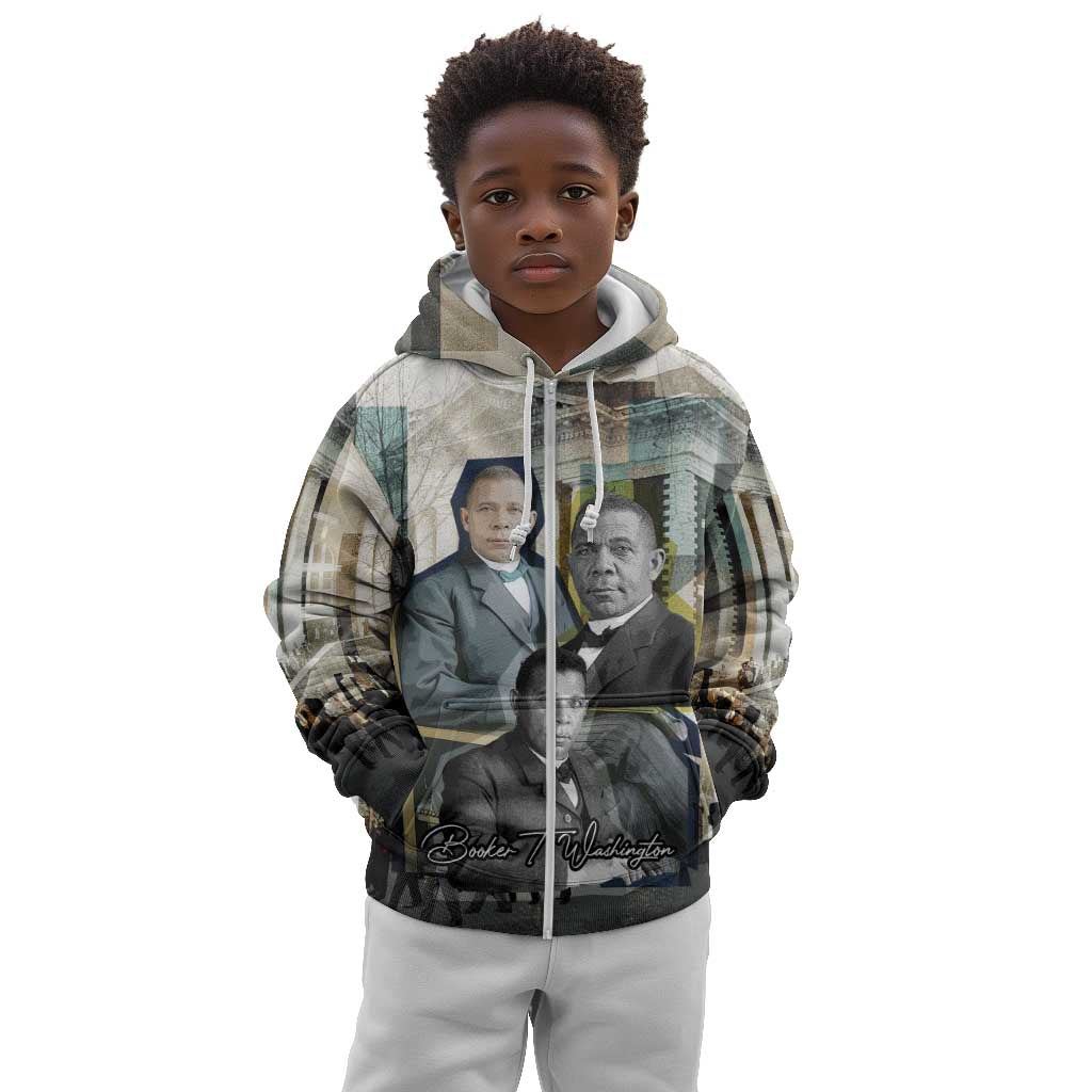 Booker T. Washington Kid Hoodie Historic Portrait Collage Civil Rights Legacy Educational Pioneer Design - Wonder Print Shop