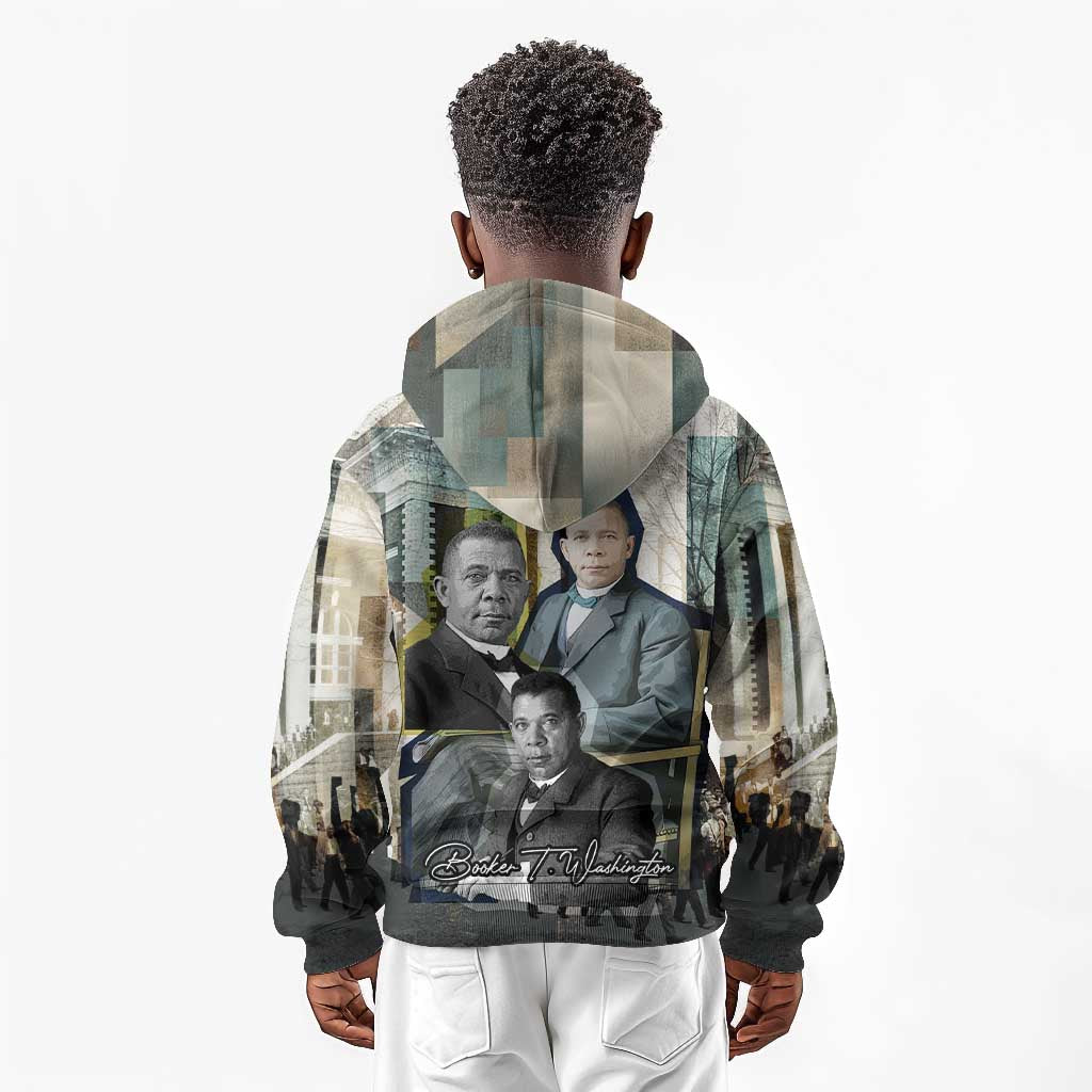Booker T. Washington Kid Hoodie Historic Portrait Collage Civil Rights Legacy Educational Pioneer Design - Wonder Print Shop