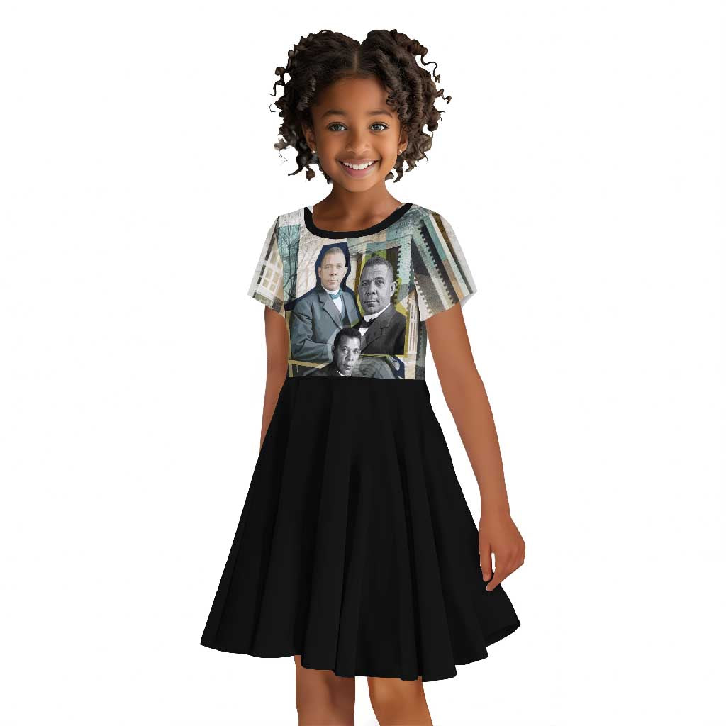 Booker T. Washington Kid Short Sleeve Dress Historic Portrait Collage Civil Rights Legacy Educational Pioneer Design TS04