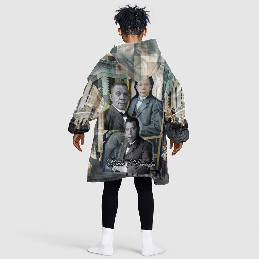 Booker T. Washington Kid Wearable Blanket Hoodie Historic Portrait Collage Civil Rights Legacy Educational Pioneer Design - Wonder Print Shop