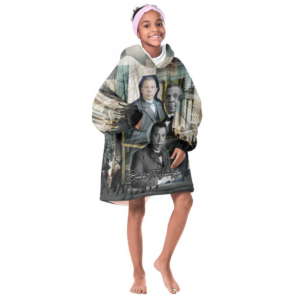 Booker T. Washington Kid Wearable Blanket Hoodie Historic Portrait Collage Civil Rights Legacy Educational Pioneer Design - Wonder Print Shop