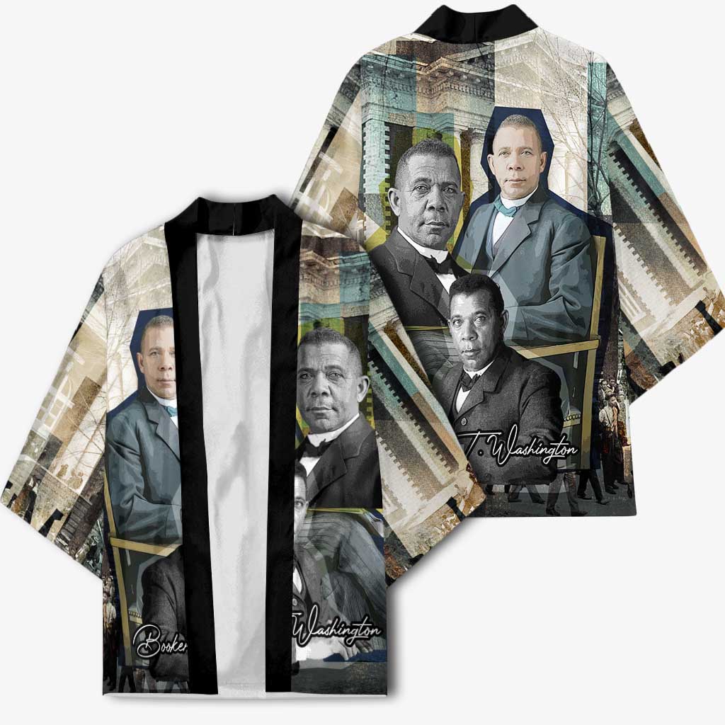 Booker T. Washington Kimono Historic Portrait Collage Civil Rights Legacy Educational Pioneer Design - Wonder Print Shop
