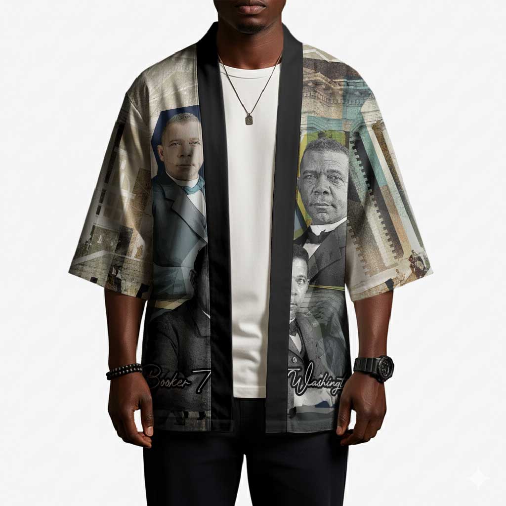Booker T. Washington Kimono Historic Portrait Collage Civil Rights Legacy Educational Pioneer Design - Wonder Print Shop