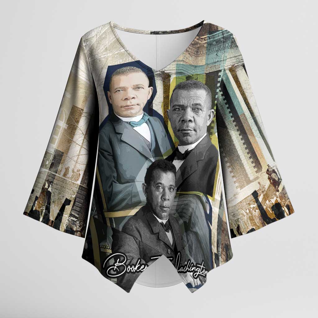Booker T. Washington Kimono Sleeve Blouse Historic Portrait Collage Civil Rights Legacy Educational Pioneer Design - Wonder Print Shop