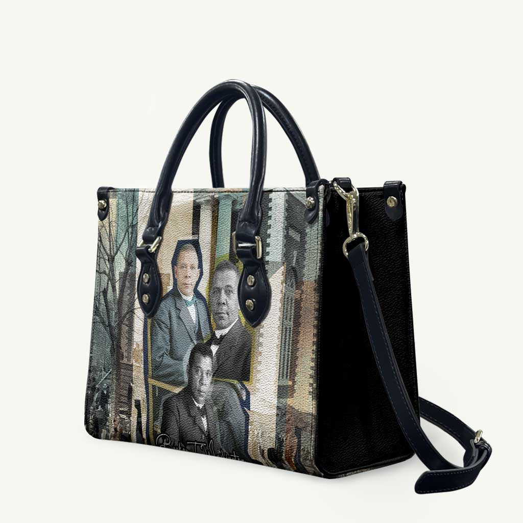 Booker T. Washington Leather Bag Historic Portrait Collage Civil Rights Legacy Educational Pioneer Design - Wonder Print Shop