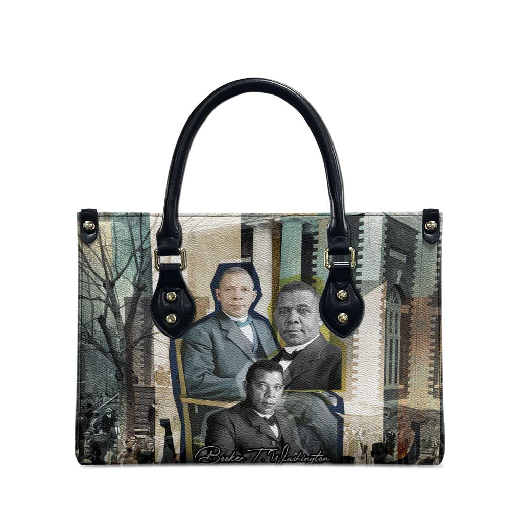 Booker T. Washington Leather Bag Historic Portrait Collage Civil Rights Legacy Educational Pioneer Design - Wonder Print Shop