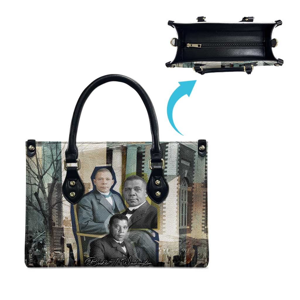 Booker T. Washington Leather Bag Historic Portrait Collage Civil Rights Legacy Educational Pioneer Design - Wonder Print Shop