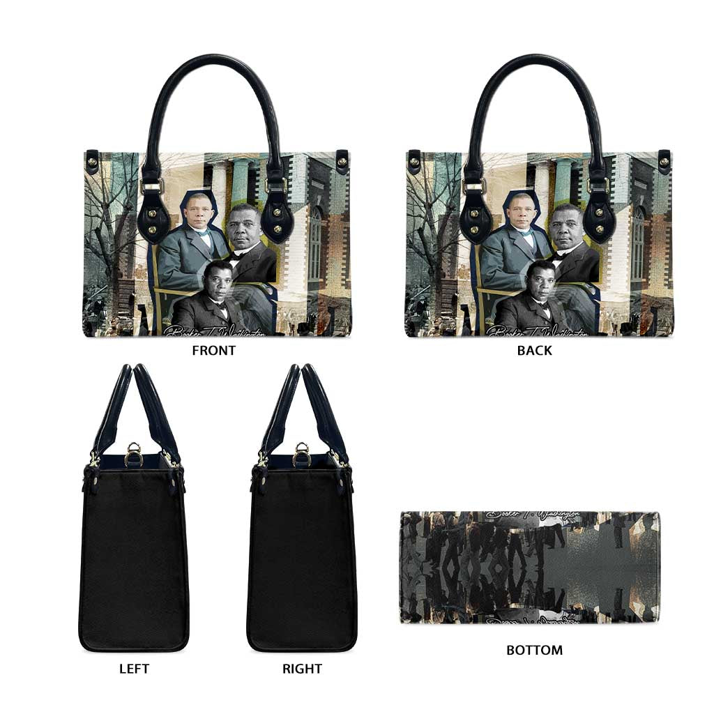 Booker T. Washington Leather Bag Historic Portrait Collage Civil Rights Legacy Educational Pioneer Design - Wonder Print Shop