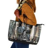 Booker T. Washington Leather Tote Bag Historic Portrait Collage Civil Rights Legacy Educational Pioneer Design - Wonder Print Shop