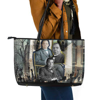 Booker T. Washington Leather Tote Bag Historic Portrait Collage Civil Rights Legacy Educational Pioneer Design - Wonder Print Shop