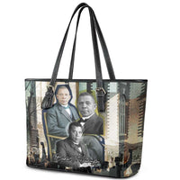 Booker T. Washington Leather Tote Bag Historic Portrait Collage Civil Rights Legacy Educational Pioneer Design - Wonder Print Shop