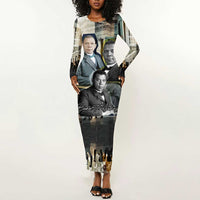 Booker T. Washington Long Sleeve Bodycon Dress Historic Portrait Collage Civil Rights Legacy Educational Pioneer Design - Wonder Print Shop