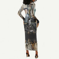 Booker T. Washington Long Sleeve Bodycon Dress Historic Portrait Collage Civil Rights Legacy Educational Pioneer Design - Wonder Print Shop