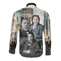 Booker T. Washington Long Sleeve Button Shirt Historic Portrait Collage Civil Rights Legacy Educational Pioneer Design - Wonder Print Shop