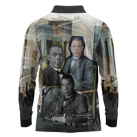 Booker T. Washington Long Sleeve Polo Shirt Historic Portrait Collage Civil Rights Legacy Educational Pioneer Design - Wonder Print Shop