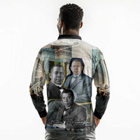Booker T. Washington Long Sleeve Polo Shirt Historic Portrait Collage Civil Rights Legacy Educational Pioneer Design - Wonder Print Shop