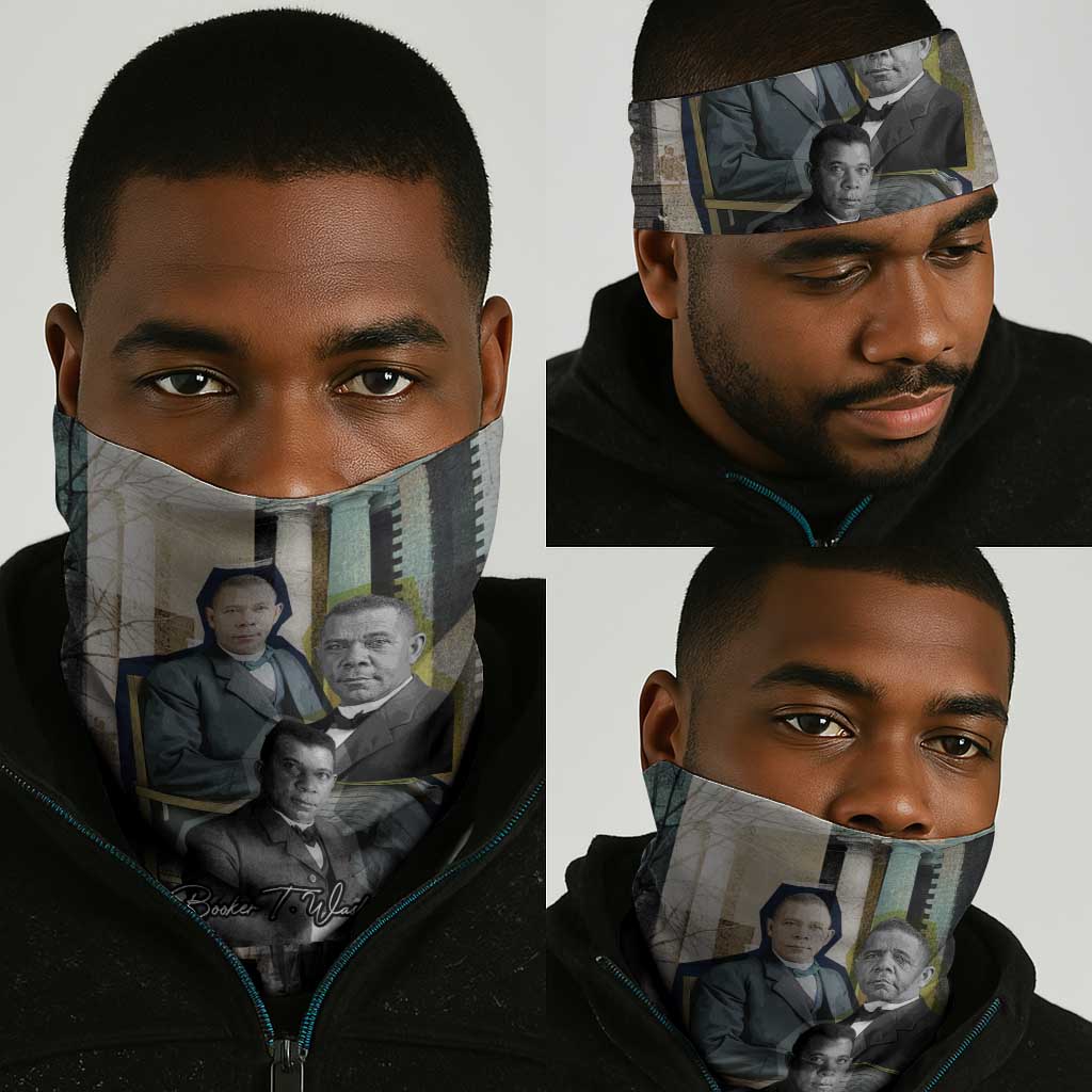 Booker T. Washington Neck Gaiter Historic Portrait Collage Civil Rights Legacy Educational Pioneer Design - Wonder Print Shop