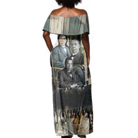 Booker T. Washington Off Shoulder Maxi Dress Historic Portrait Collage Civil Rights Legacy Educational Pioneer Design - Wonder Print Shop