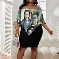 Booker T. Washington Off Shoulder Short Dress Historic Portrait Collage Civil Rights Legacy Educational Pioneer Design - Wonder Print Shop
