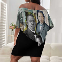 Booker T. Washington Off Shoulder Short Dress Historic Portrait Collage Civil Rights Legacy Educational Pioneer Design - Wonder Print Shop
