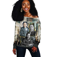 Booker T. Washington Off Shoulder Sweater Historic Portrait Collage Civil Rights Legacy Educational Pioneer Design - Wonder Print Shop