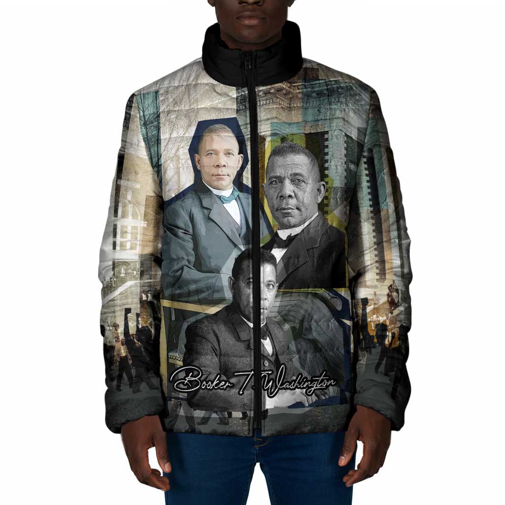 Booker T. Washington Padded Jacket Historic Portrait Collage Civil Rights Legacy Educational Pioneer Design - Wonder Print Shop