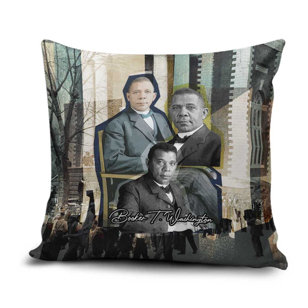 Booker T. Washington Pillow Cover Historic Portrait Collage Civil Rights Legacy Educational Pioneer Design - Wonder Print Shop