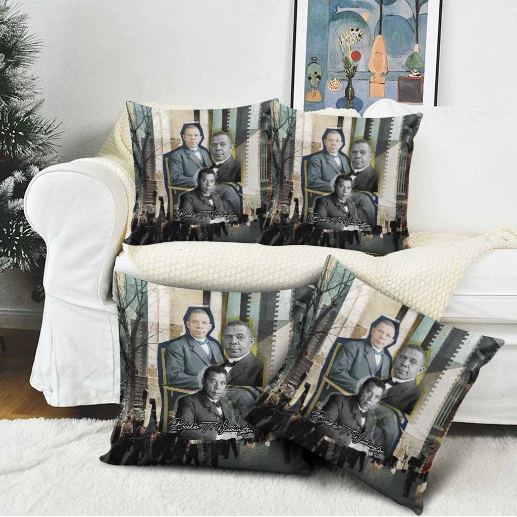 Booker T. Washington Pillow Cover Historic Portrait Collage Civil Rights Legacy Educational Pioneer Design - Wonder Print Shop