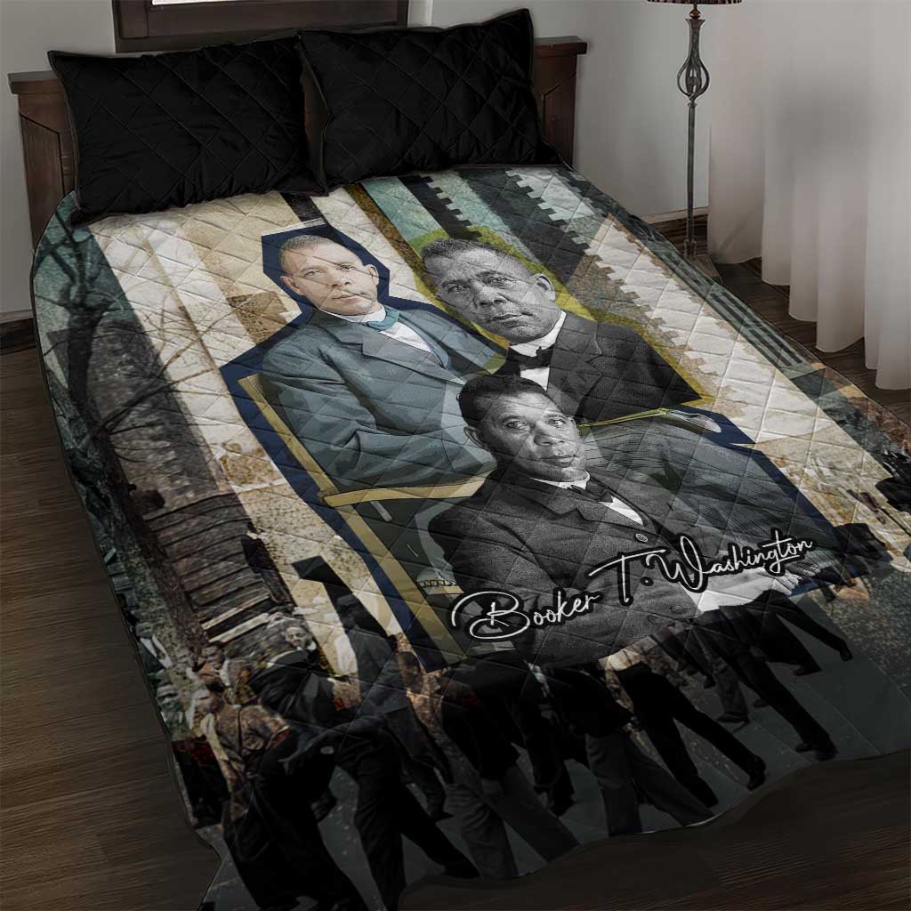 Booker T. Washington Quilt Bed Set Historic Portrait Collage Civil Rights Legacy Educational Pioneer Design - Wonder Print Shop