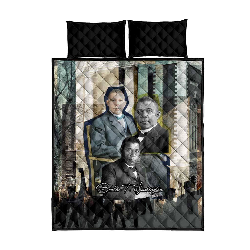 Booker T. Washington Quilt Bed Set Historic Portrait Collage Civil Rights Legacy Educational Pioneer Design - Wonder Print Shop