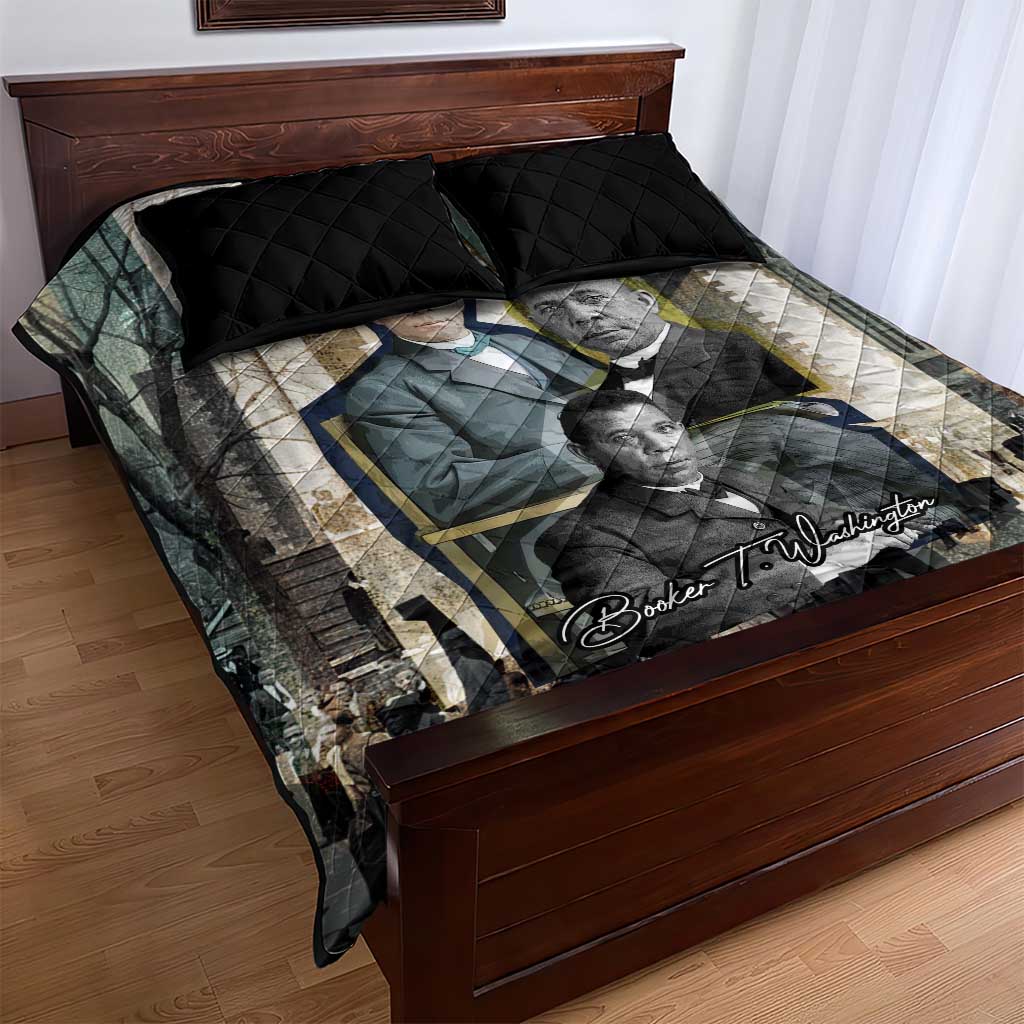 Booker T. Washington Quilt Bed Set Historic Portrait Collage Civil Rights Legacy Educational Pioneer Design - Wonder Print Shop