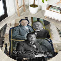 Booker T. Washington Round Carpet Historic Portrait Collage Civil Rights Legacy Educational Pioneer Design - Wonder Print Shop