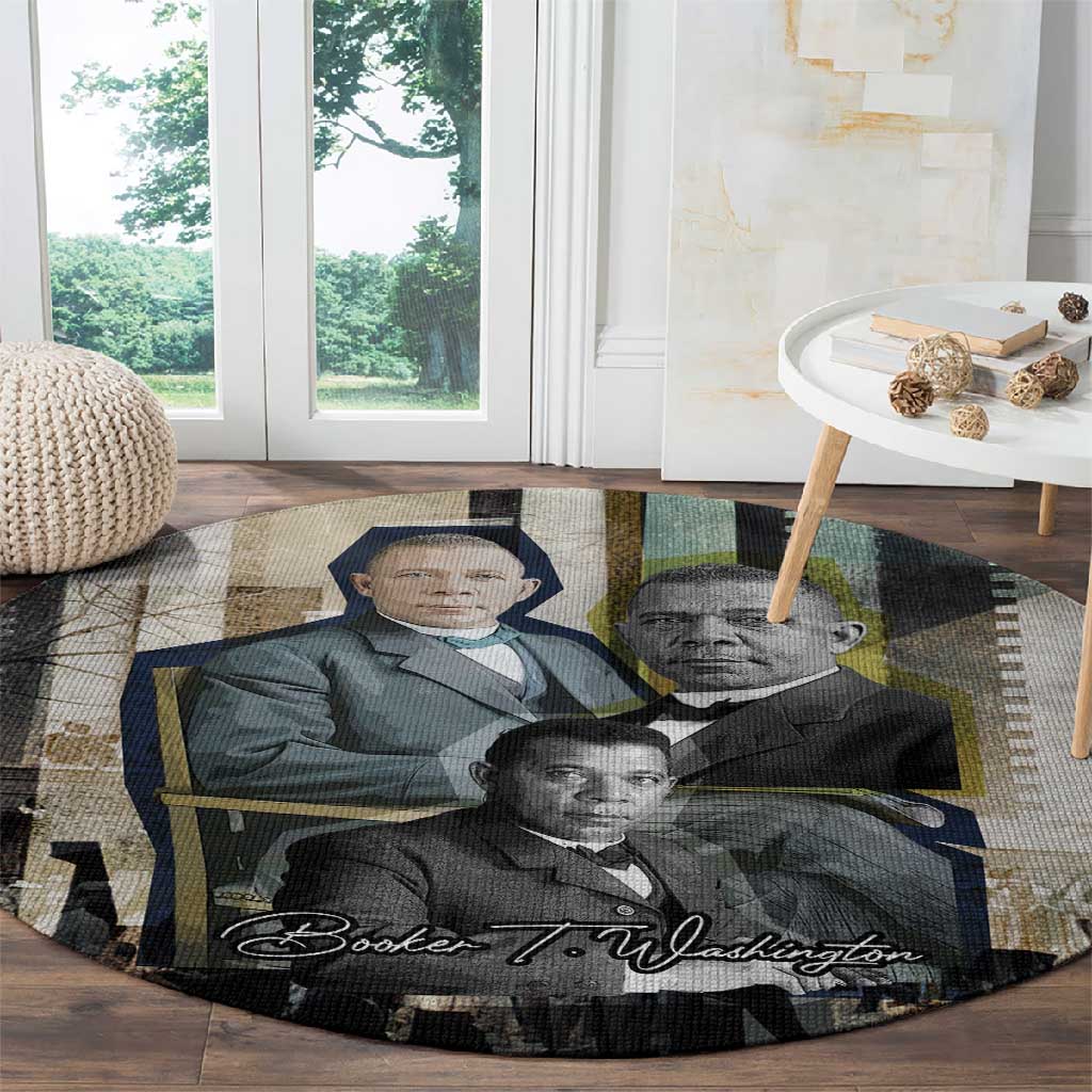 Booker T. Washington Round Carpet Historic Portrait Collage Civil Rights Legacy Educational Pioneer Design - Wonder Print Shop