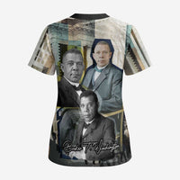 Booker T. Washington Scrub Top Historic Portrait Collage Civil Rights Legacy Educational Pioneer Design - Wonder Print Shop