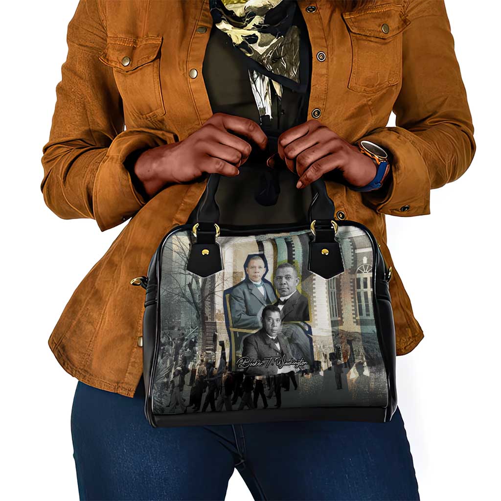 Booker T. Washington Shoulder Handbag Historic Portrait Collage Civil Rights Legacy Educational Pioneer Design - Wonder Print Shop