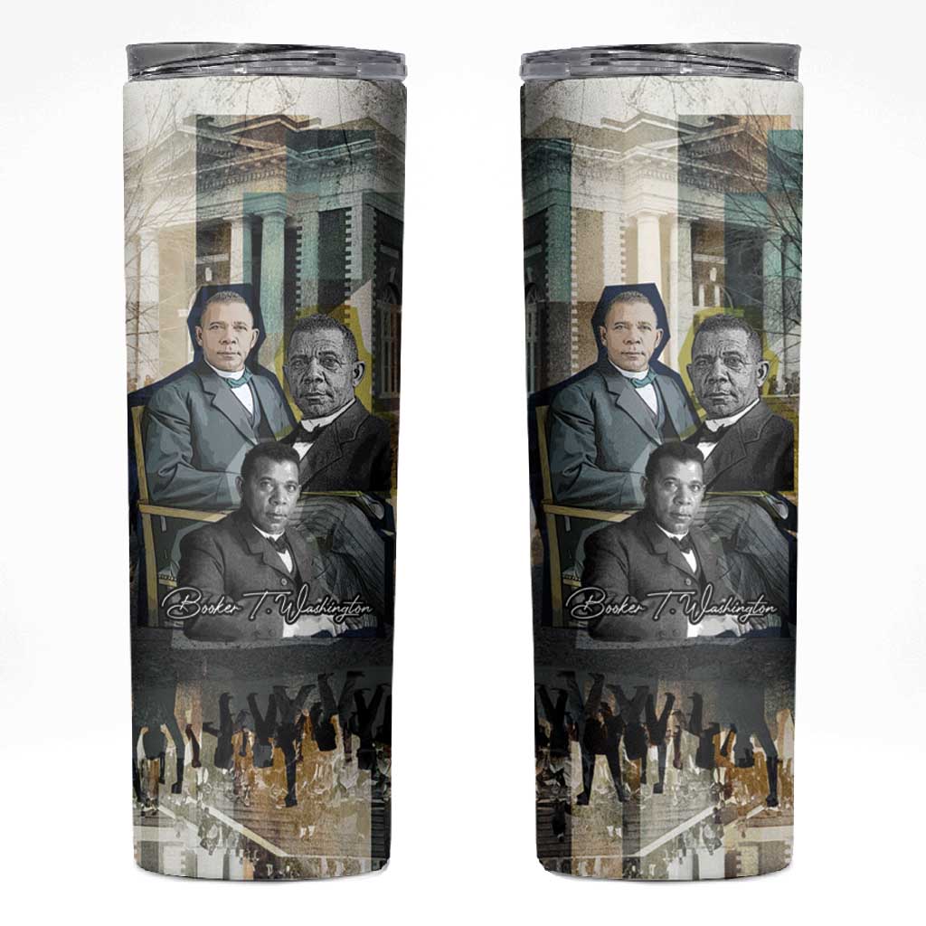 Booker T. Washington Skinny Tumbler Historic Portrait Collage Civil Rights Legacy Educational Pioneer Design - Wonder Print Shop