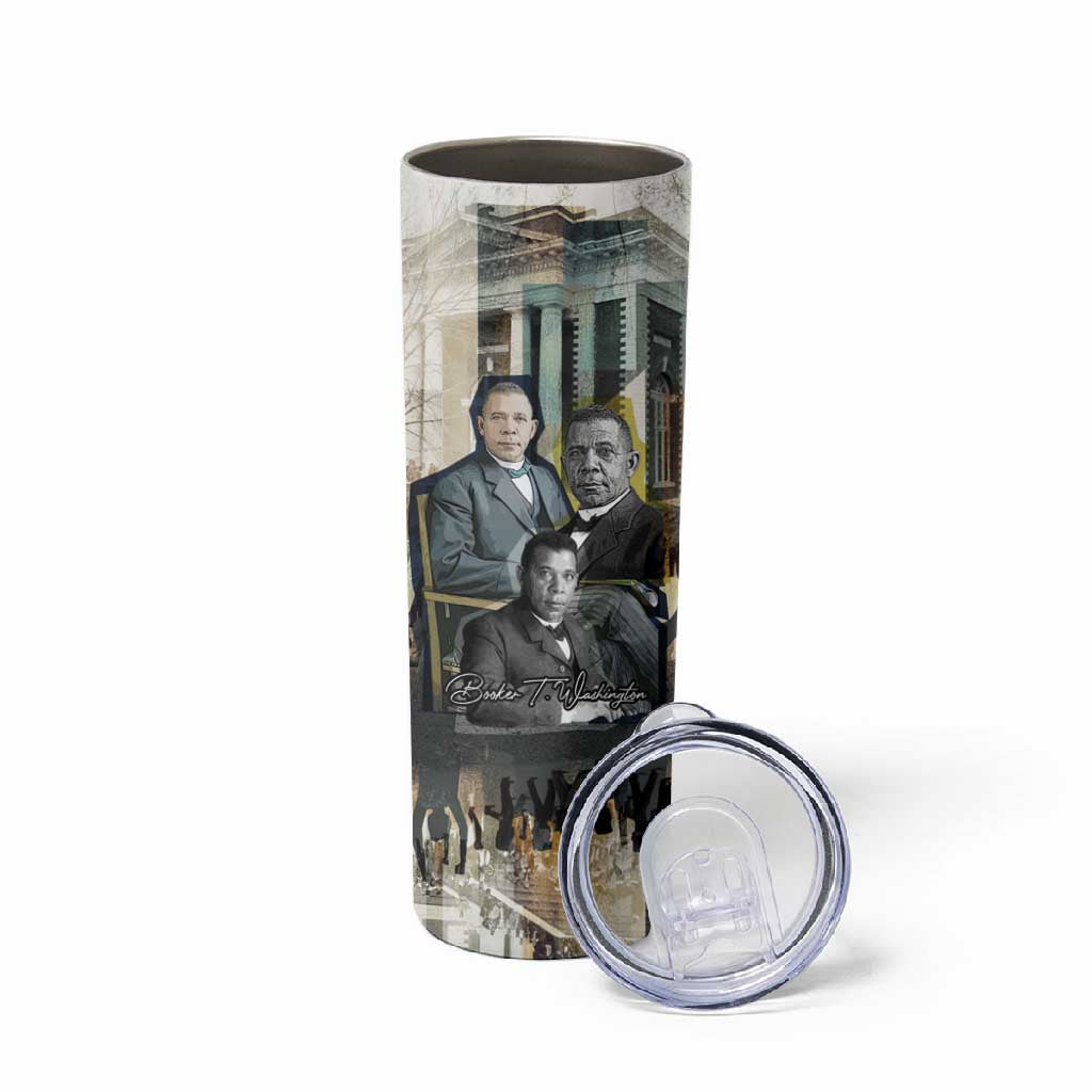 Booker T. Washington Skinny Tumbler Historic Portrait Collage Civil Rights Legacy Educational Pioneer Design - Wonder Print Shop