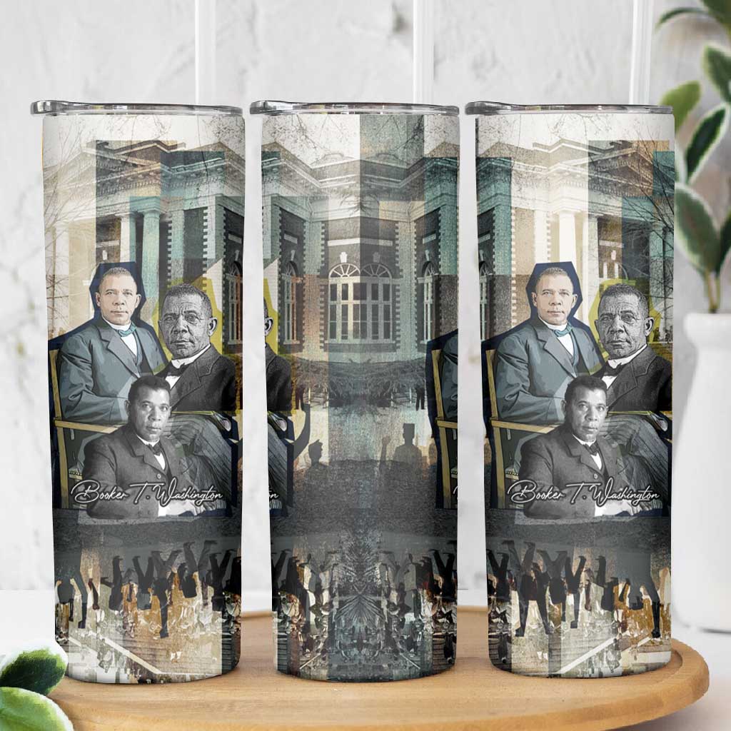Booker T. Washington Skinny Tumbler Historic Portrait Collage Civil Rights Legacy Educational Pioneer Design - Wonder Print Shop