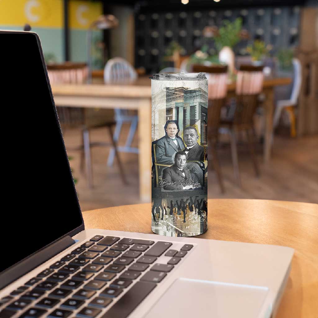 Booker T. Washington Skinny Tumbler Historic Portrait Collage Civil Rights Legacy Educational Pioneer Design - Wonder Print Shop