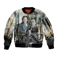 Booker T. Washington Sleeve Zip Bomber Jacket Historic Portrait Collage Civil Rights Legacy Educational Pioneer Design - Wonder Print Shop