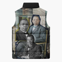 Booker T. Washington Sleeveless Puffer Jacket Historic Portrait Collage Civil Rights Legacy Educational Pioneer Design - Wonder Print Shop