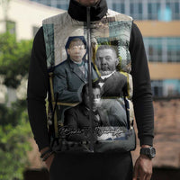 Booker T. Washington Sleeveless Puffer Jacket Historic Portrait Collage Civil Rights Legacy Educational Pioneer Design - Wonder Print Shop