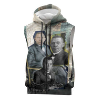 Booker T. Washington Sleeveless Zip Hoodie Historic Portrait Collage Civil Rights Legacy Educational Pioneer Design - Wonder Print Shop