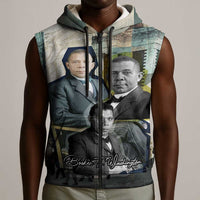 Booker T. Washington Sleeveless Zip Hoodie Historic Portrait Collage Civil Rights Legacy Educational Pioneer Design - Wonder Print Shop