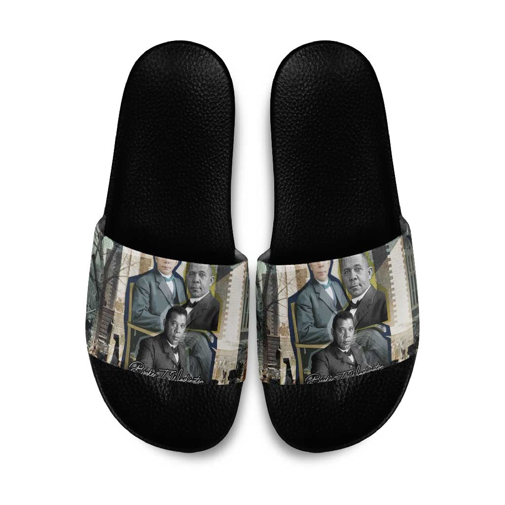 Booker T. Washington Slide Sandals Historic Portrait Collage Civil Rights Legacy Educational Pioneer Design - Wonder Print Shop