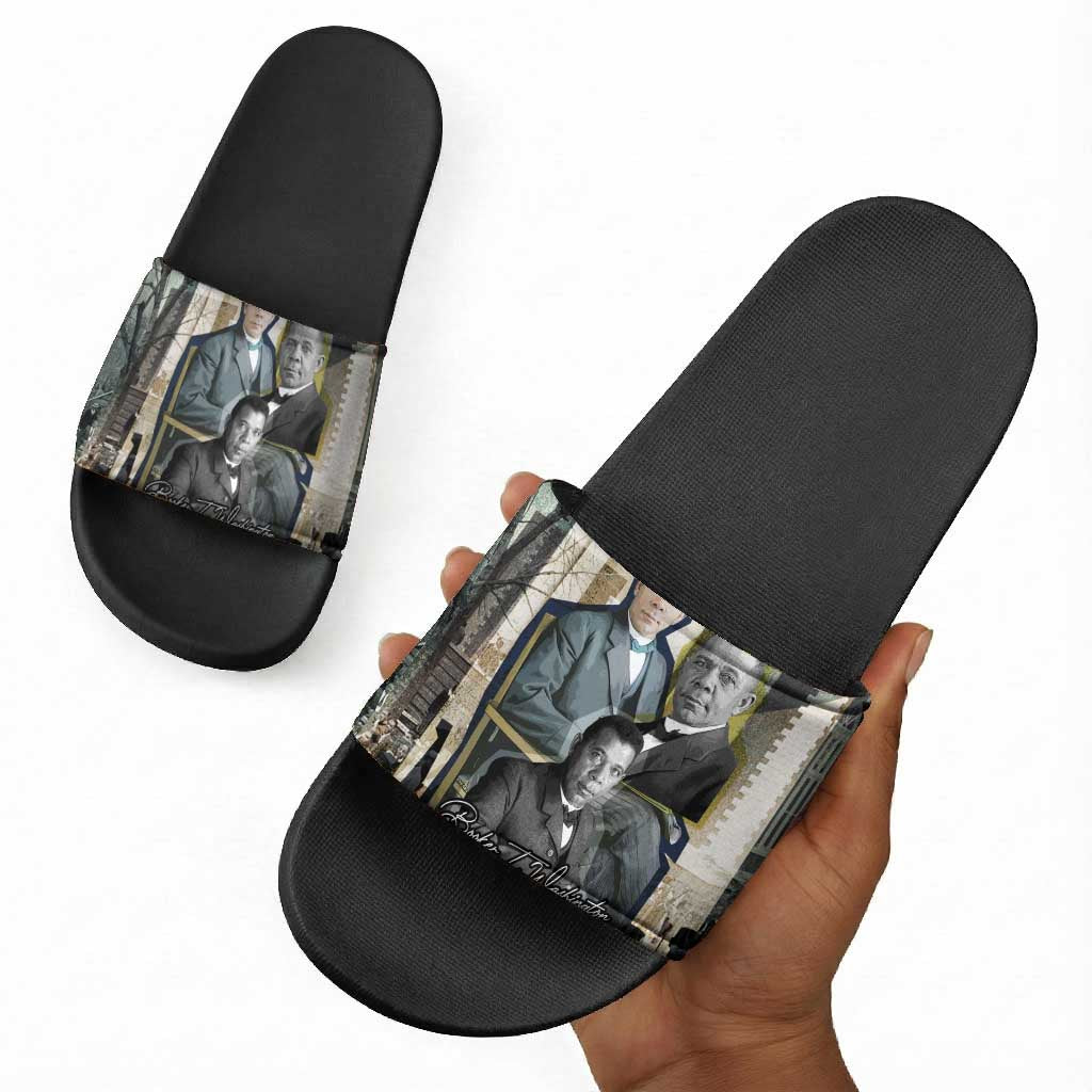 Booker T. Washington Slide Sandals Historic Portrait Collage Civil Rights Legacy Educational Pioneer Design - Wonder Print Shop
