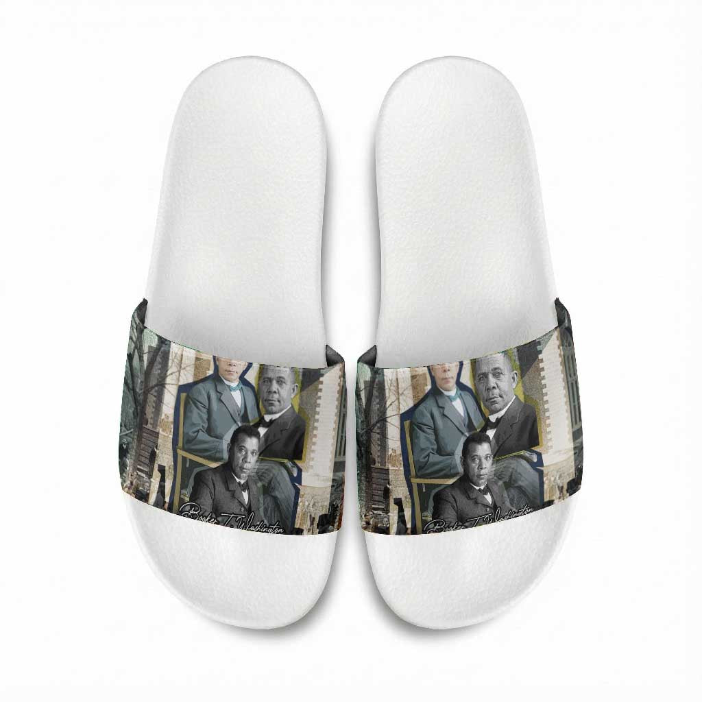 Booker T. Washington Slide Sandals Historic Portrait Collage Civil Rights Legacy Educational Pioneer Design - Wonder Print Shop
