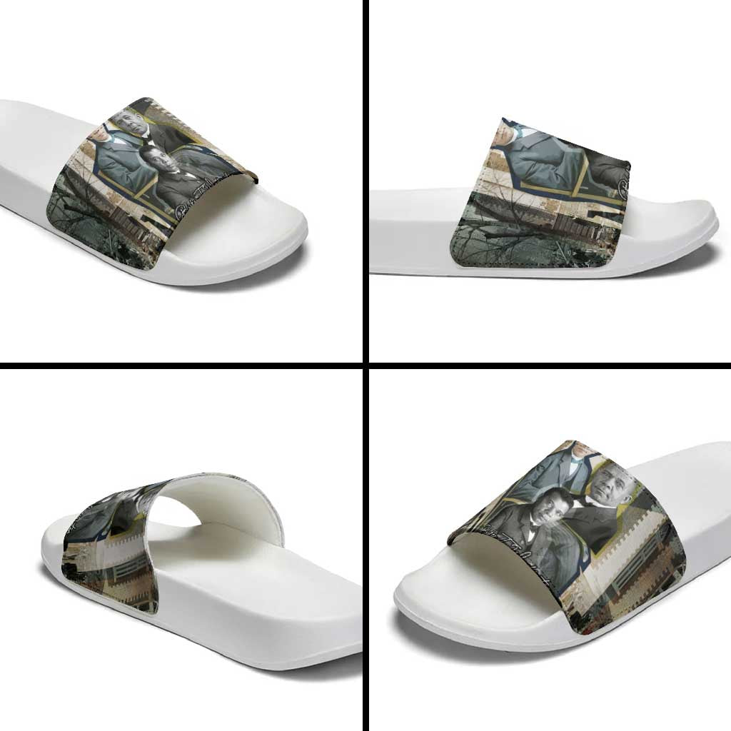 Booker T. Washington Slide Sandals Historic Portrait Collage Civil Rights Legacy Educational Pioneer Design - Wonder Print Shop